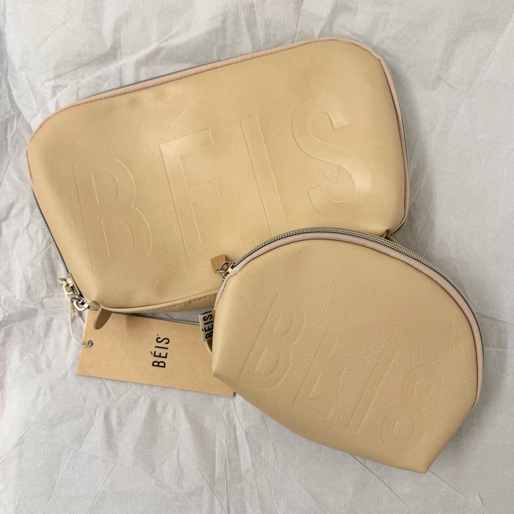 SOLD// BÉIS The Cosmetic Pouch Set in Beige